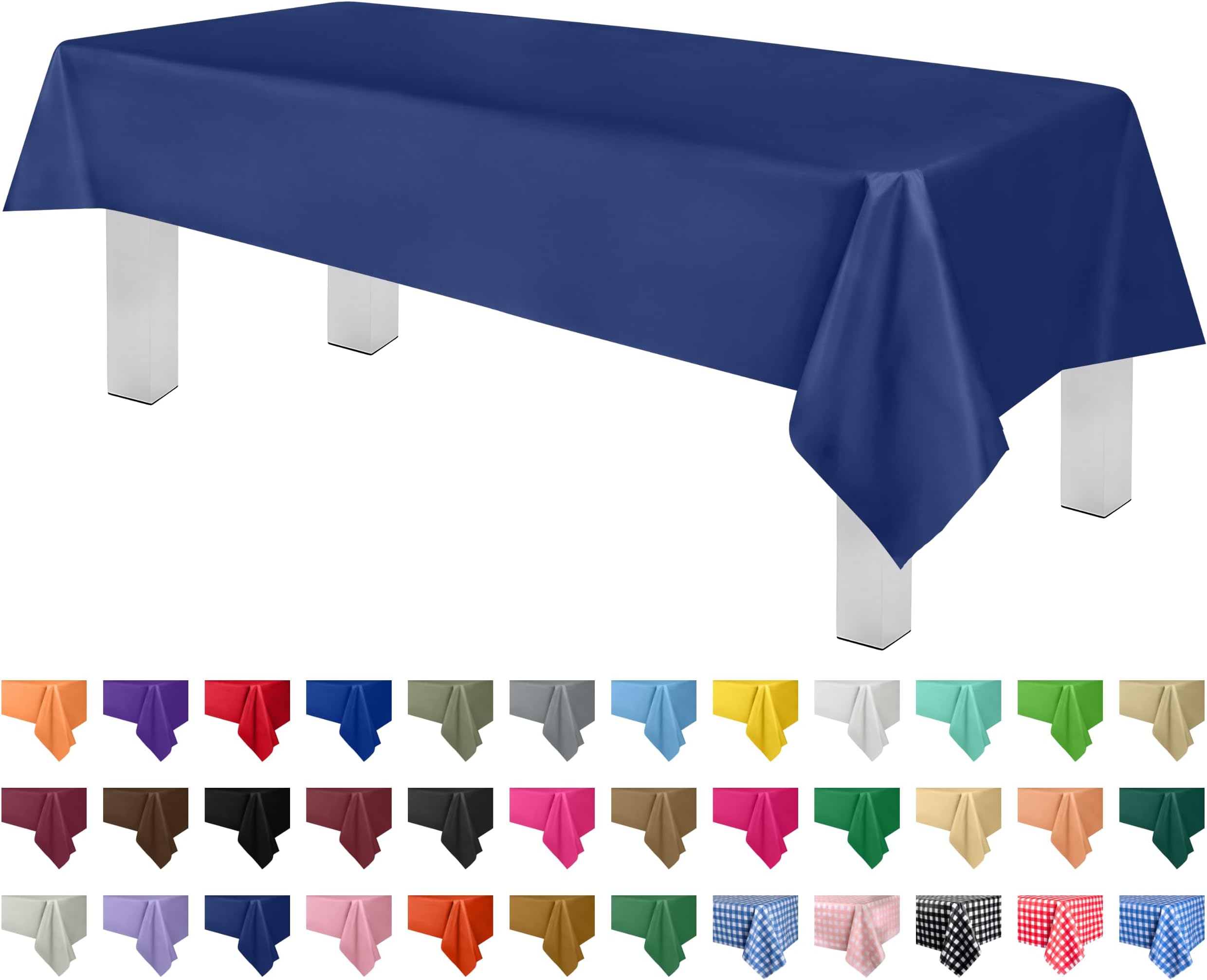 Grandipity Navy Blue Plastic Table Cloth Disposable (6 Pk) 54in x 108in Plastic Tablecloths for Rectangle Tables - Premium Party Table Cloths Disposable for 6ft to 8ft Rectangle Tables