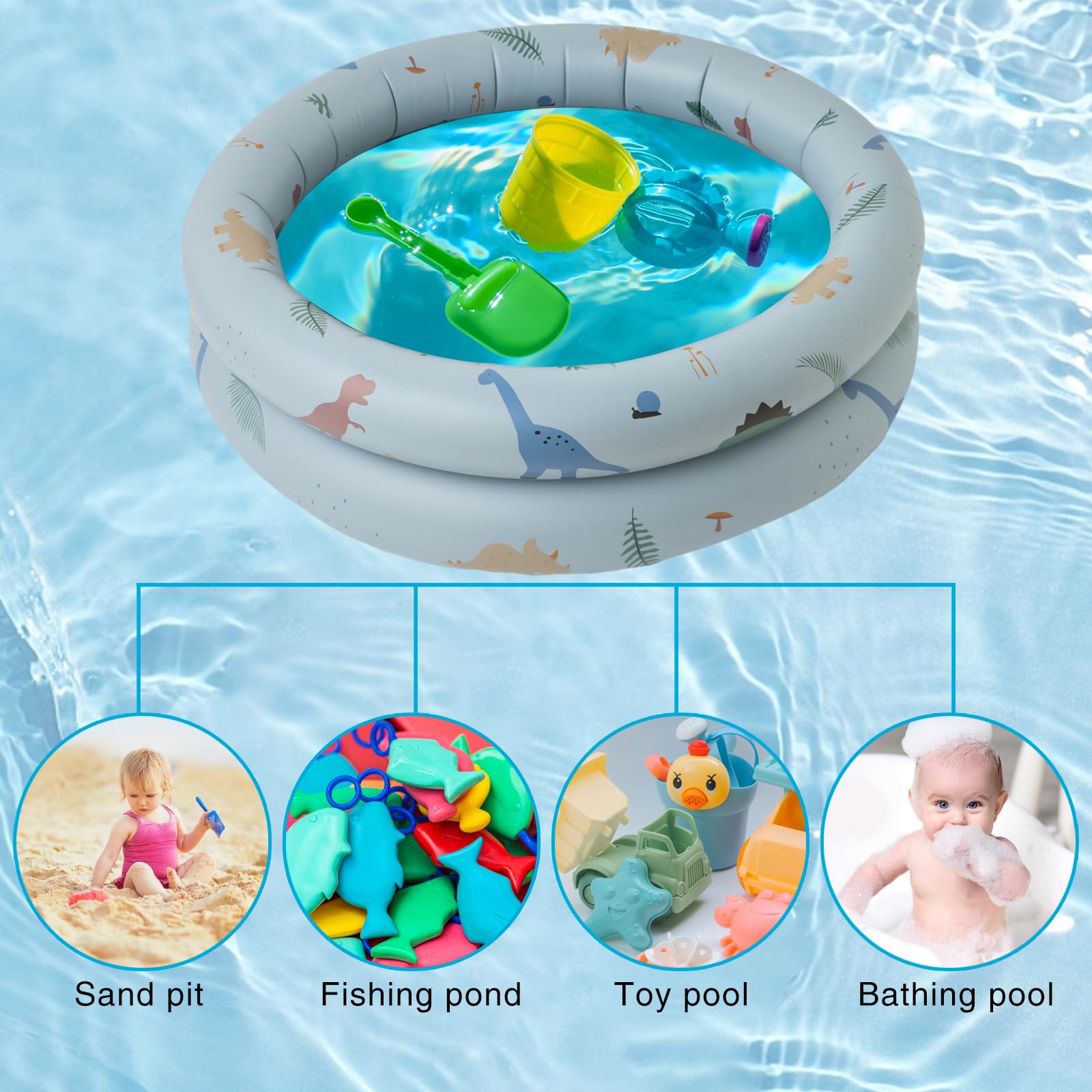 Satiskid Paddling Pools for Kids Inflatable Baby Swimming Pool, Round Inflatable Paddling Pool - Image 4