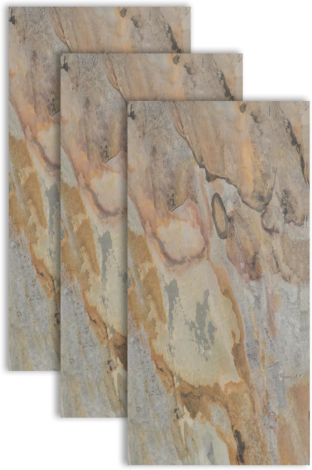 Stoneflex Peel & Stick Thin Real Stone Veneer Sheets - Stick on Kitchen Backsplash Living Room Office Bathroom Wall Indian Autumn [Pack of 5]