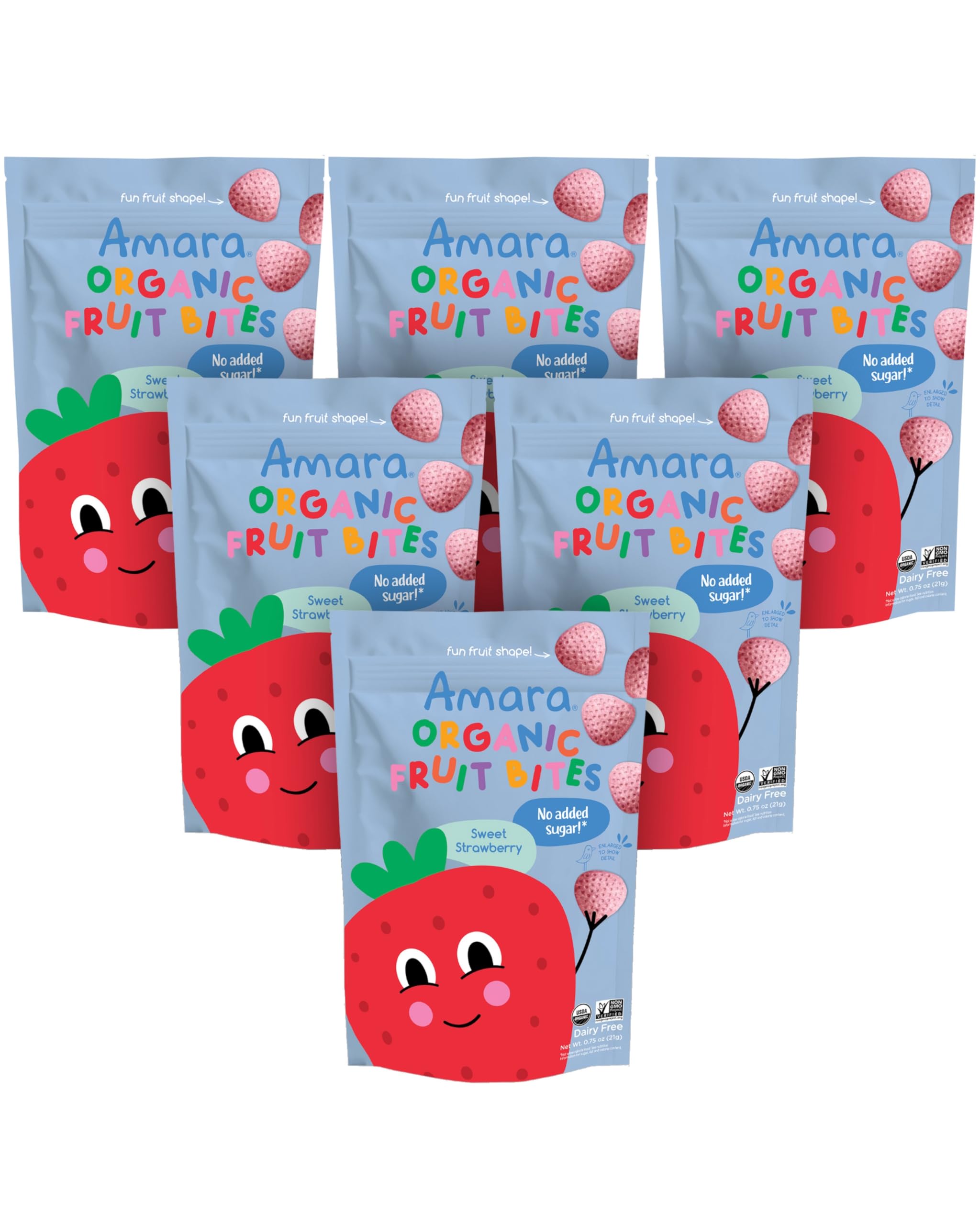 AmaraOrganic Fruit Bites Sweet Strawberry - No Added Sugar, Dairy Free, Nut Free, Organic Fruit Snacks, Made With Organic Whole Food, Healthy Fruit SnacksUSDA Organic