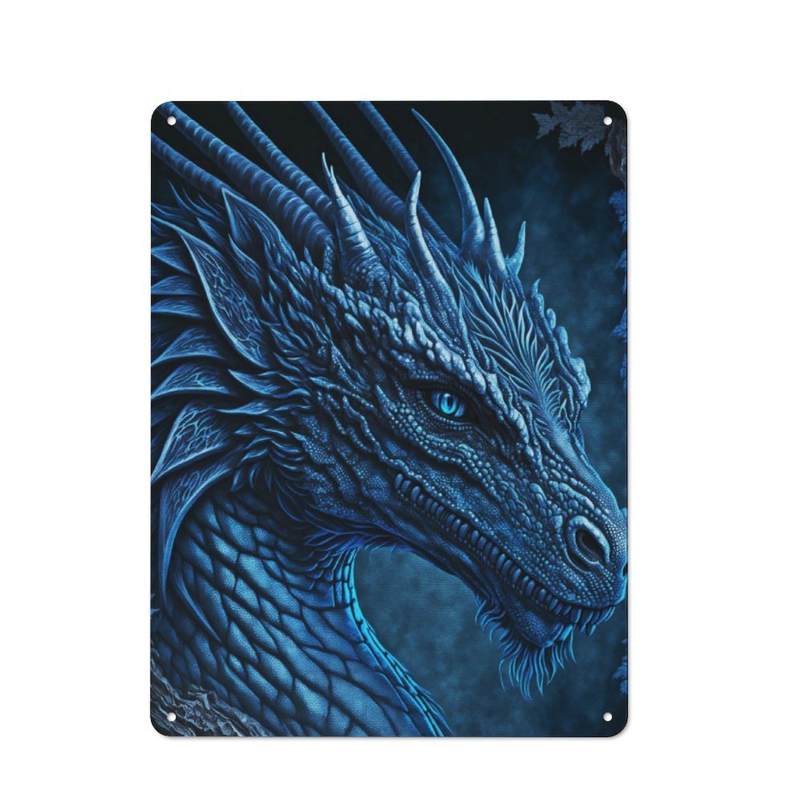 Junmoney Blue Dragon Retro Metal Wall Sign 40X30cm With For Bar Or Restaurant, A Housewarming Gift For Hospitality Decor Collectors