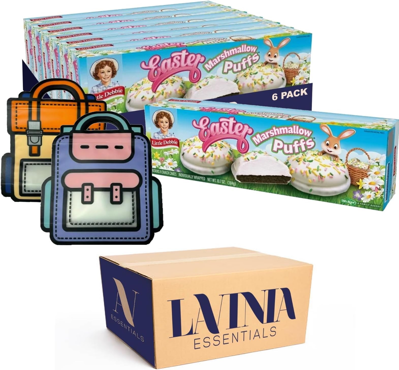 Little Debbie 6Pack of Easter Marshmallow Puffs, 48 Individually Wrapped Cakes + 2