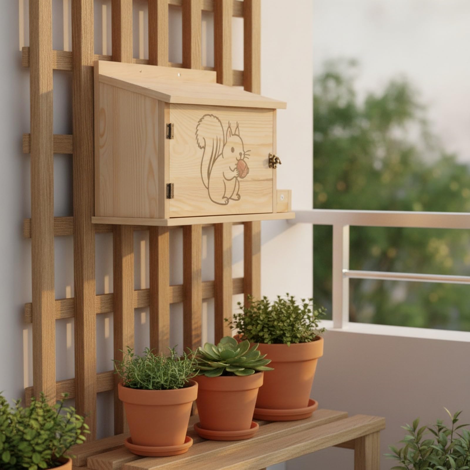 Eichhörnchen Unterschlupf mit Schutzvordach Und Metallbeschlag für Kleine Säugetiere Robuste Nistbox mit Belüftung für Ganzjährige Nutzung für Baummontage Und Gartenwildtier Beobachtung