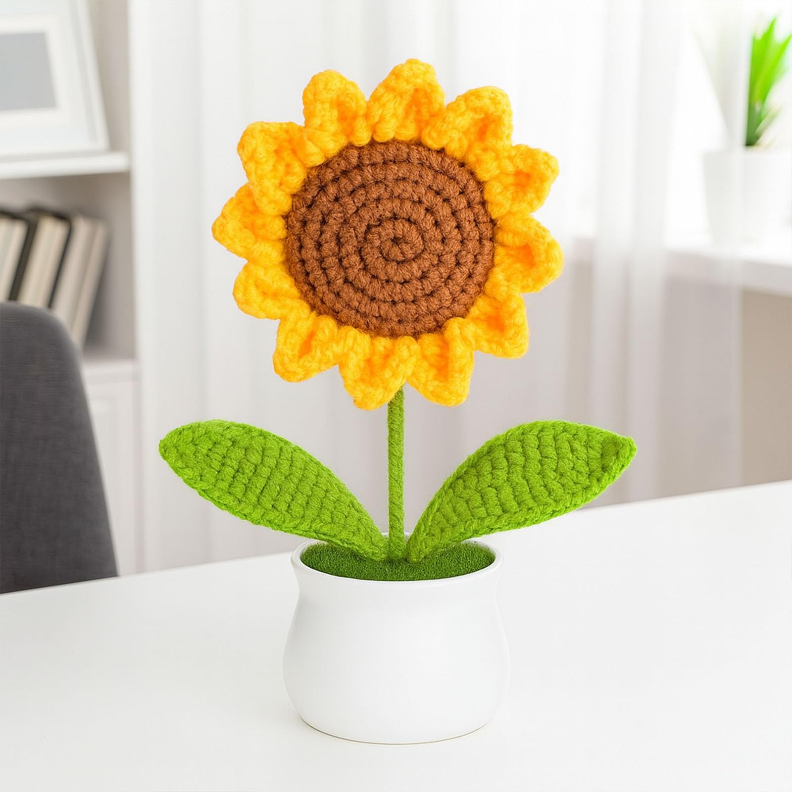 PANCA Crochet Sunflower Pot – Artificial Sunflower for Office Desk, Car Dashboard & Home Decor | Handcrafted Yarn Flower in Pot, for Wedding, Bedroom & Christmas Decorations-image-46