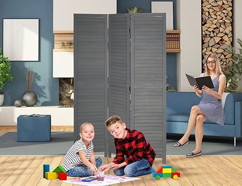 Miniatura 2 de Divisor de habitación de 3 paneles con listones divisores de habitación y pantallas plegables de privacidad pantalla opaca de madera maciza