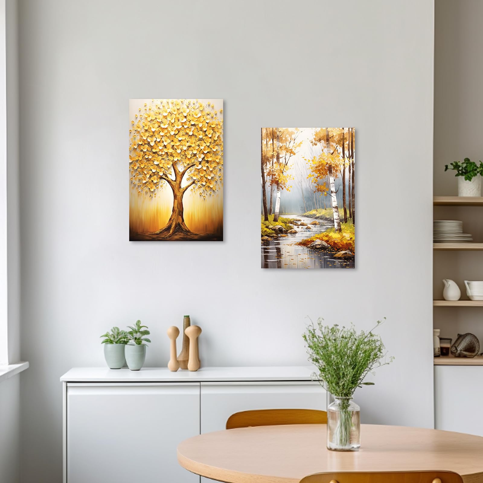 Amazon.co.jp: ZXHYWYM 秋の風景 キャンバス ウォールアート 白樺の木