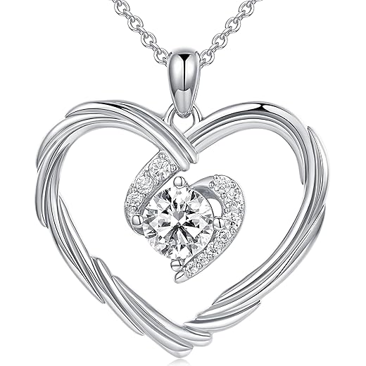 G&GEMSJEW 18K Gold Heart Birthstone Necklaces for Women, S925 Sterling Silver Jewelry Birthday Gifts for Women Wife Girlfriend Mom, Anniversary Christmas Valentines Gifts