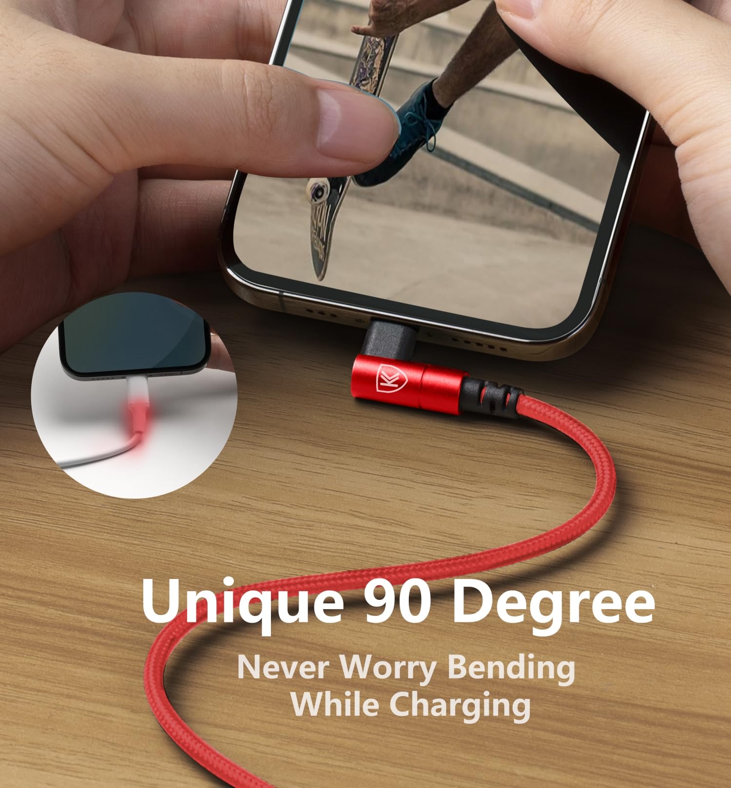 Cavo da USB C a Lightning a 90 gradi, 3 m, caricabatterie per iPhone [certificato Apple MFi], confezione da 3 cavi di ricarica rapida, cavo Lightning USB C intrecciato ad angolo retto per iPhone 14/13
