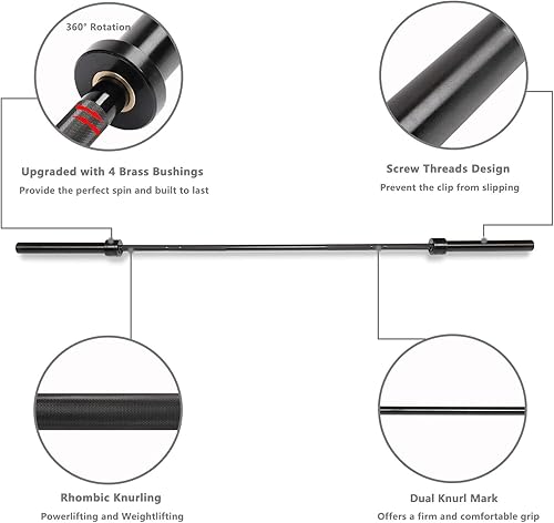 Miniatura 2 de PEXMOR Barra olímpica Barbell de 57 pies, barra de levantamiento de pesas olímpico de 1.102 in, agarre de 600700 libras, barra de capacidad para