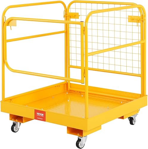 Miniatura 12 de VEVOR Jaula de seguridad para carretilla elevadora, plataforma de trabajo plegable de 36 x 36 pulgadas de capacidad de carga de 1200 libras con