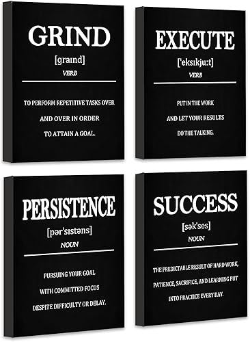 Lienzo decorativo inspirador de oficina con marcos de madera, decoración de pared motivacional para oficina, citas de afirmaciones positivas, arte