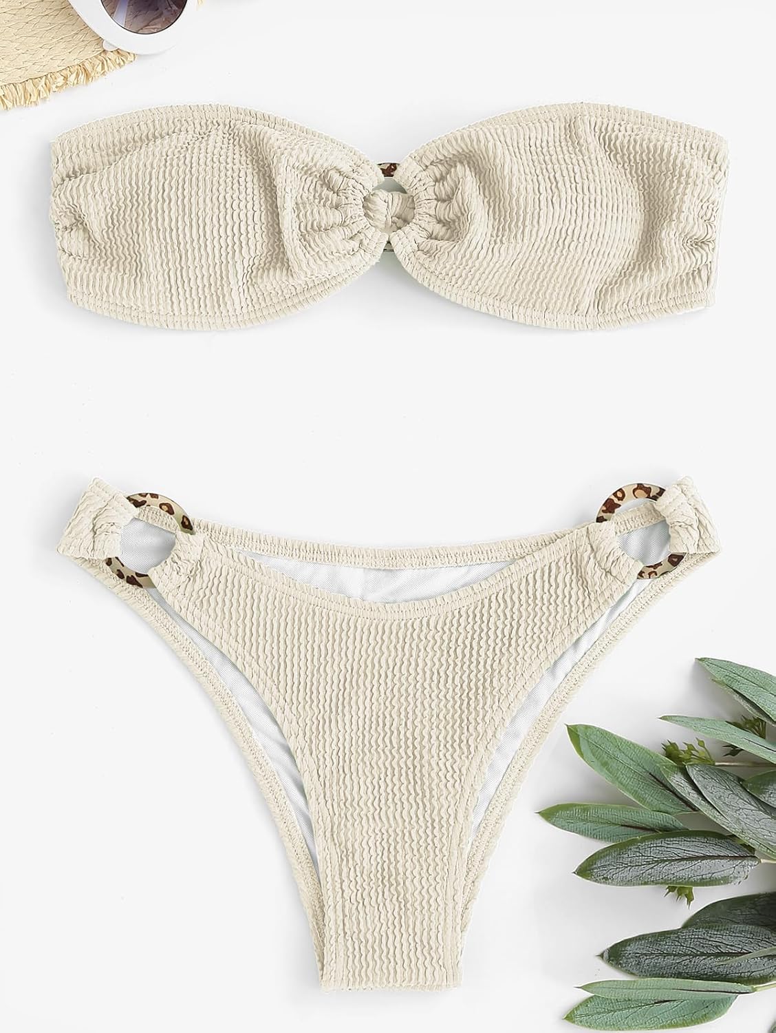 ZAFUL O Ring Bandeau Bikini Sets for Women Sexy Strapless Swimsuits 2 Piece High Cut Bathing Suit - Image 4