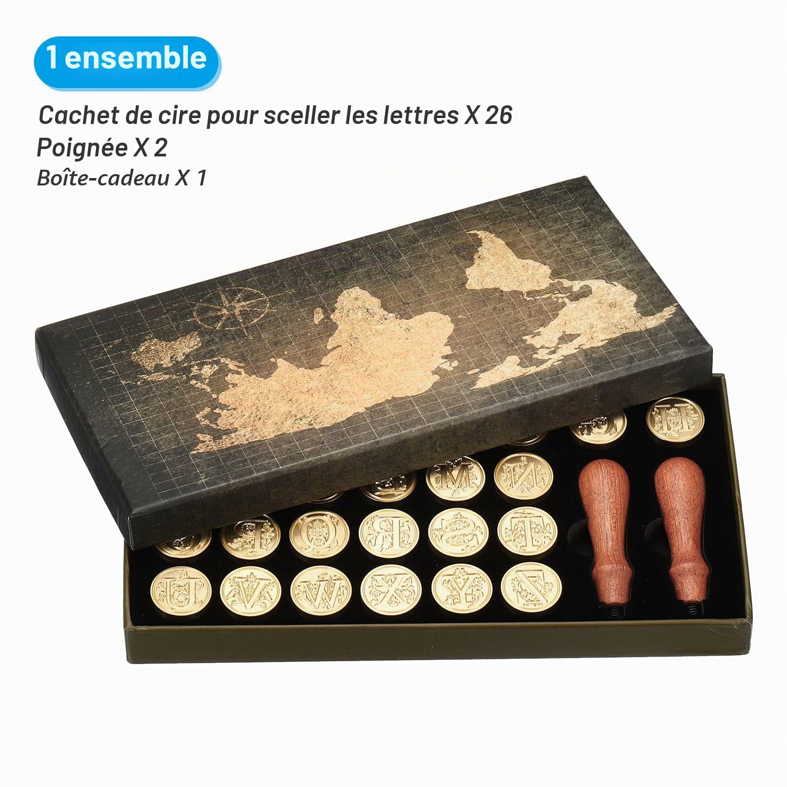PATIKIL Alphabet Cire Sceau Tampon Trousse 26 Lettres A-Z Cadeau Coffret