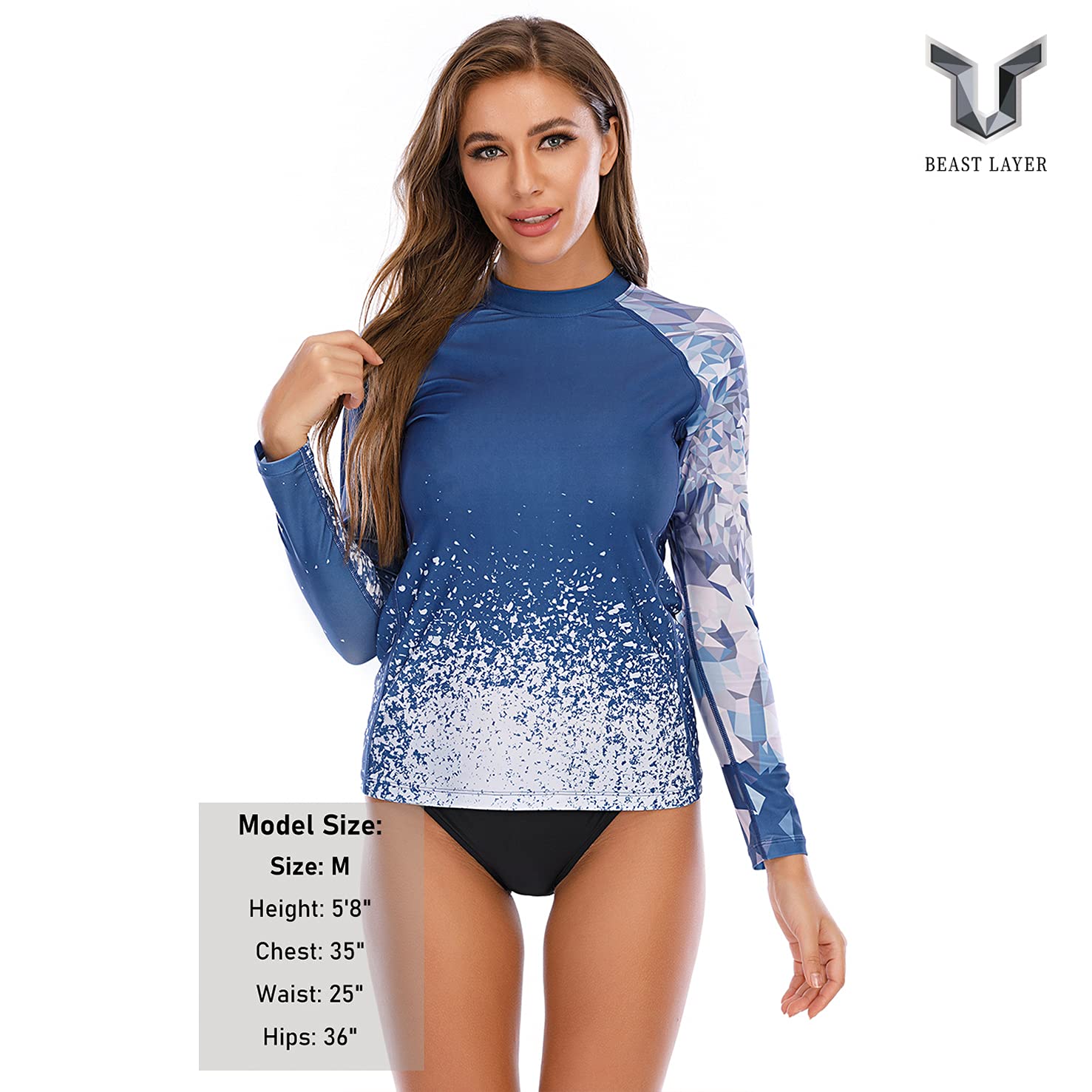 HUGE SPORTS Rashguard para mujer de manga larga trajes de baño de secado rápido superior de surf natación buceo