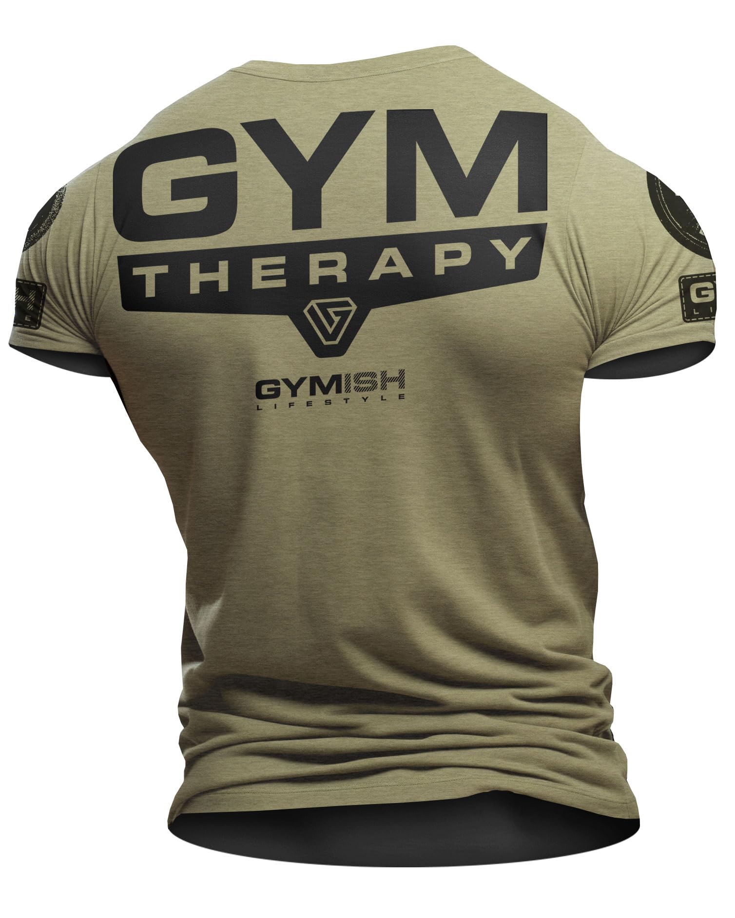 Gym Therapy Back Workout Motivational Lifting T-Shirt for Men Funny Gym Shirt (LG, Therapy Back Military Green Branded)