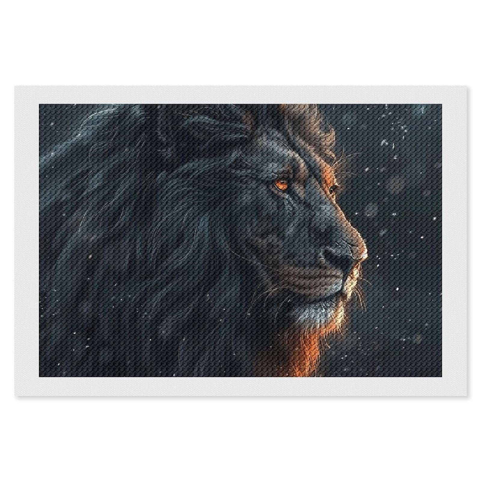 Beautiful Lion Pictures Diamond Art Kits for Adults, DIY 5D Diamonds Painting Kits for Beginner, Round Full Drill Diamond Dots Painting, 8"x12" Diamonds Pictures Gem Art and Crafts Wall Decor