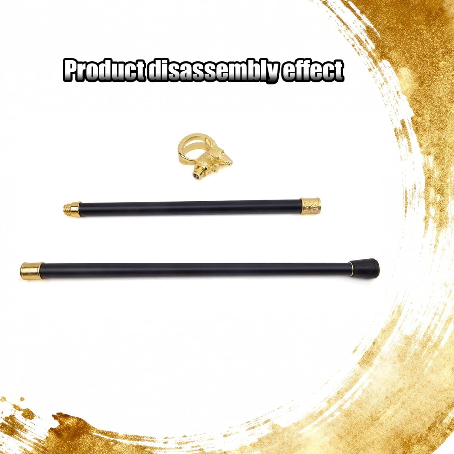 Golden Goat Sheep Animal Walking Stick, 35.82in Decorative Cospaly Vintage Party Fashionable Walking Cane Halloween Crosier