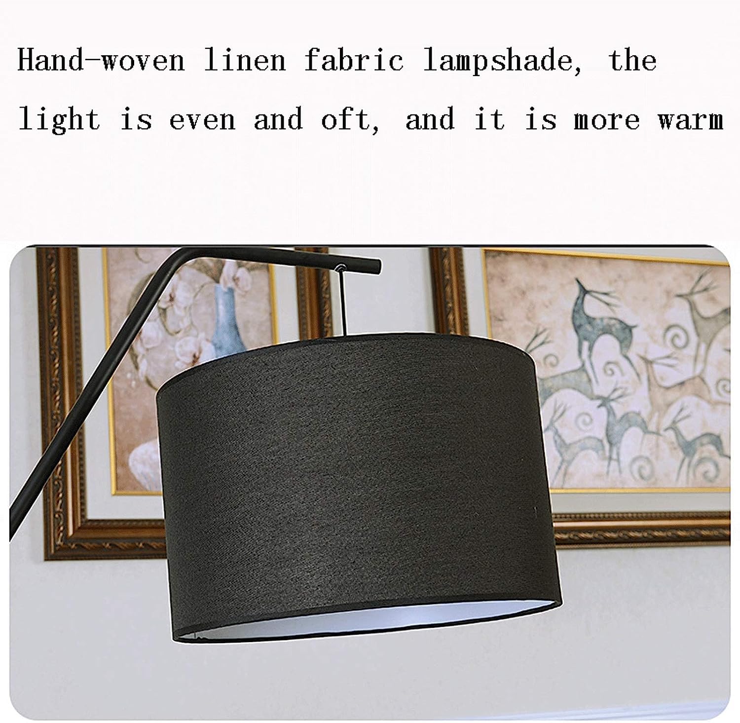 Lampa Podłogowa Regulowana Wysokość Metalowa Lampa Podłogowa Abażur Z Tkaniny Stojąca Nordic Lampy Podłogowe Do Salonu Sypialnia Do Sypialni(Black)
