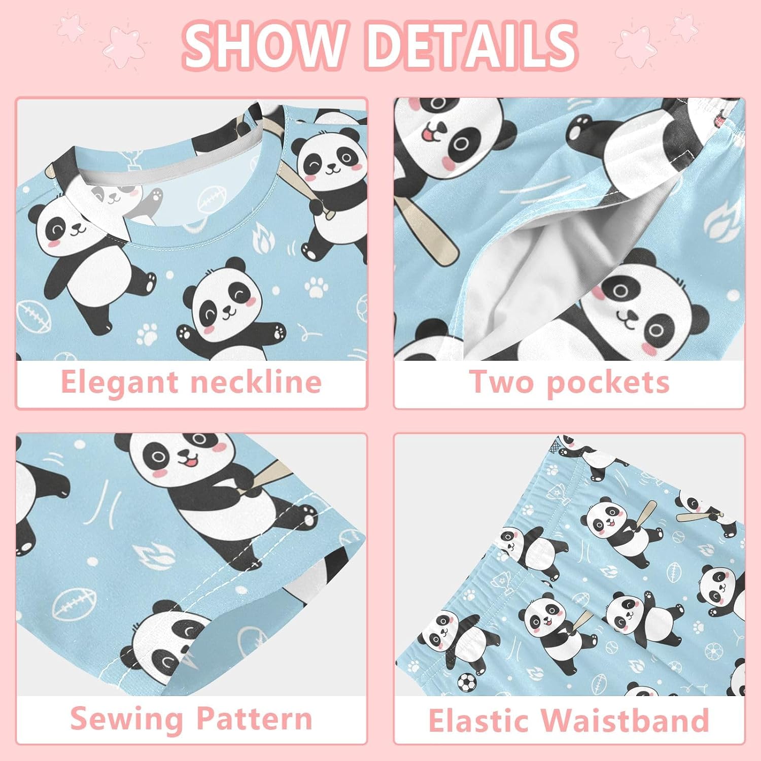 Bolaz Home Sweet Home Baseball Loose Pajama Set, Long Sleeve Sleepwear Nightwear for 3-11 Y