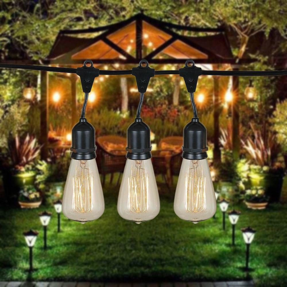48 Foot ST64 Edison Outdoor String Lights Suspended Commercial