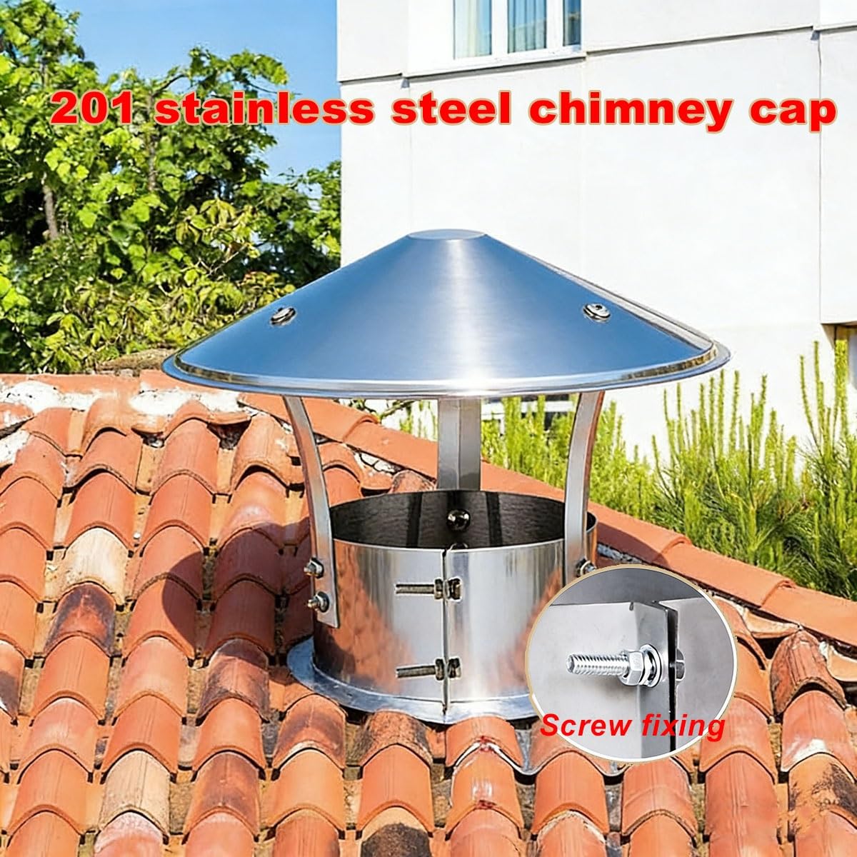Sombrero Chimenea de Acero Inoxidable 201 Tapa de Ventilación 14 15 16 17 18cm, Sombrerete de Chimenea a Prueba de Lluvia, Puede Soportar Condiciones Climáticas Difíciles(16cm)