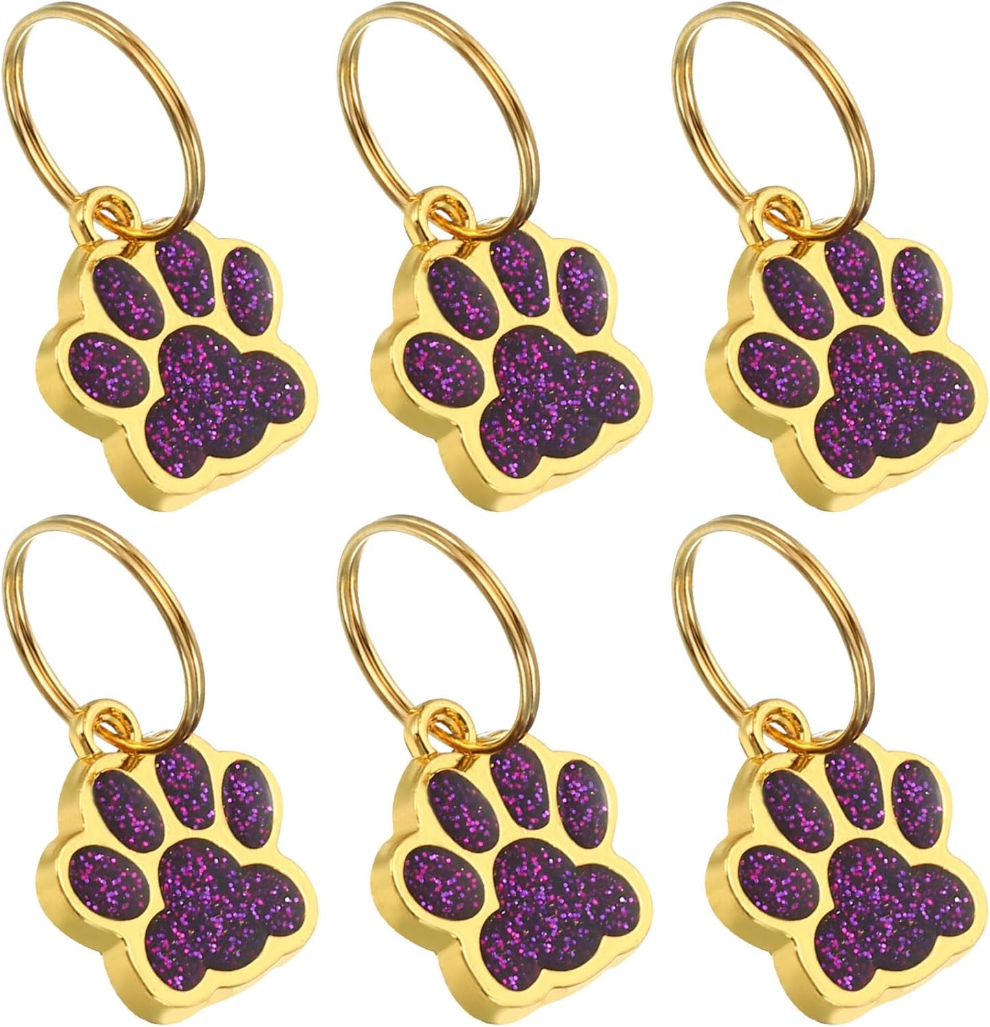 PATIKIL Animal Dog Cat Paw Print Pendants, 6 Pcs Crystal Footprint Dog Cat Paw Prints Pendant for DIY Necklace Bracelet Enamel Jewelry Making, Purple