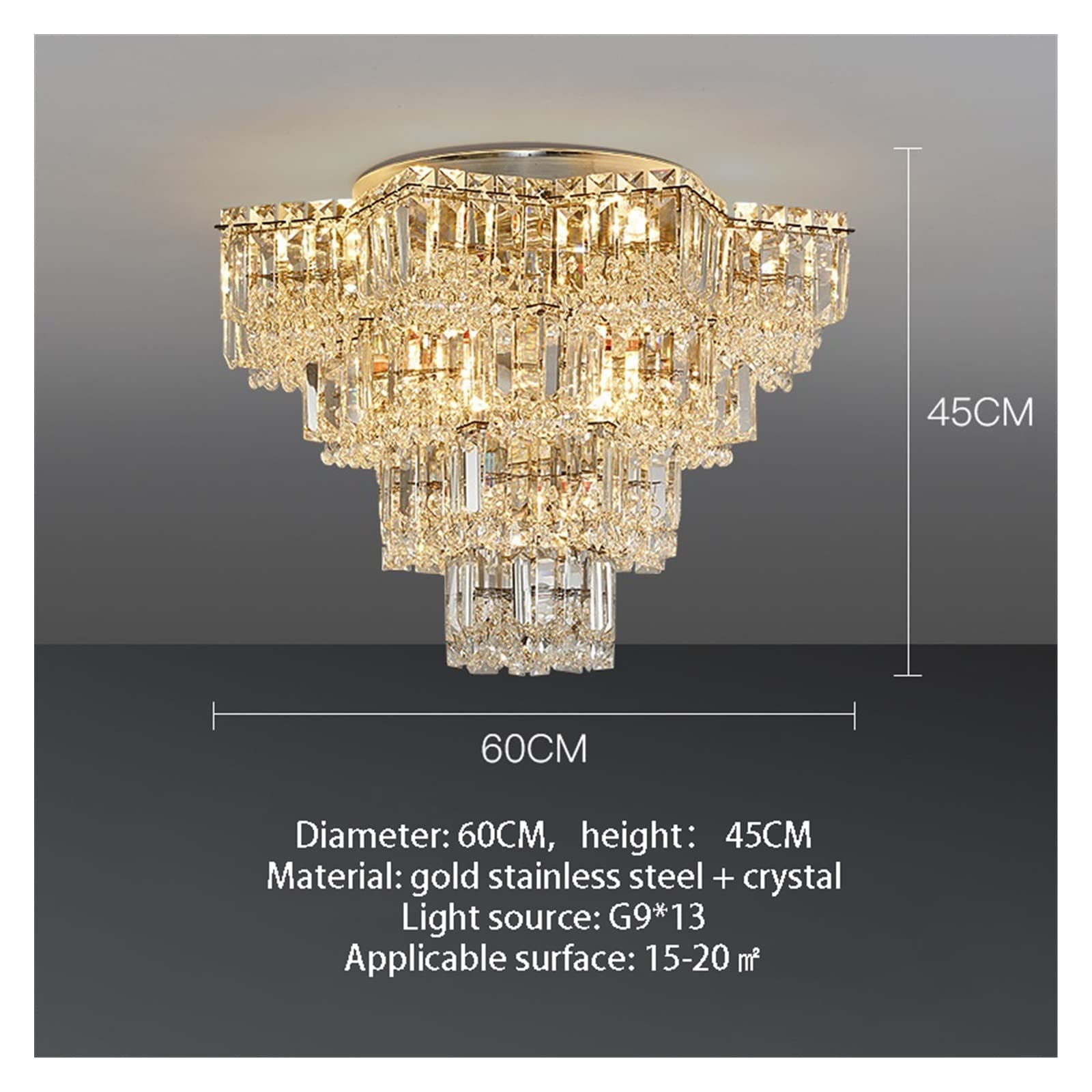 Sypialnia, salon, kryształowa lampa sufitowa, lampa do jadalni, sypialni, sypialni, gabinetu (60 cm)