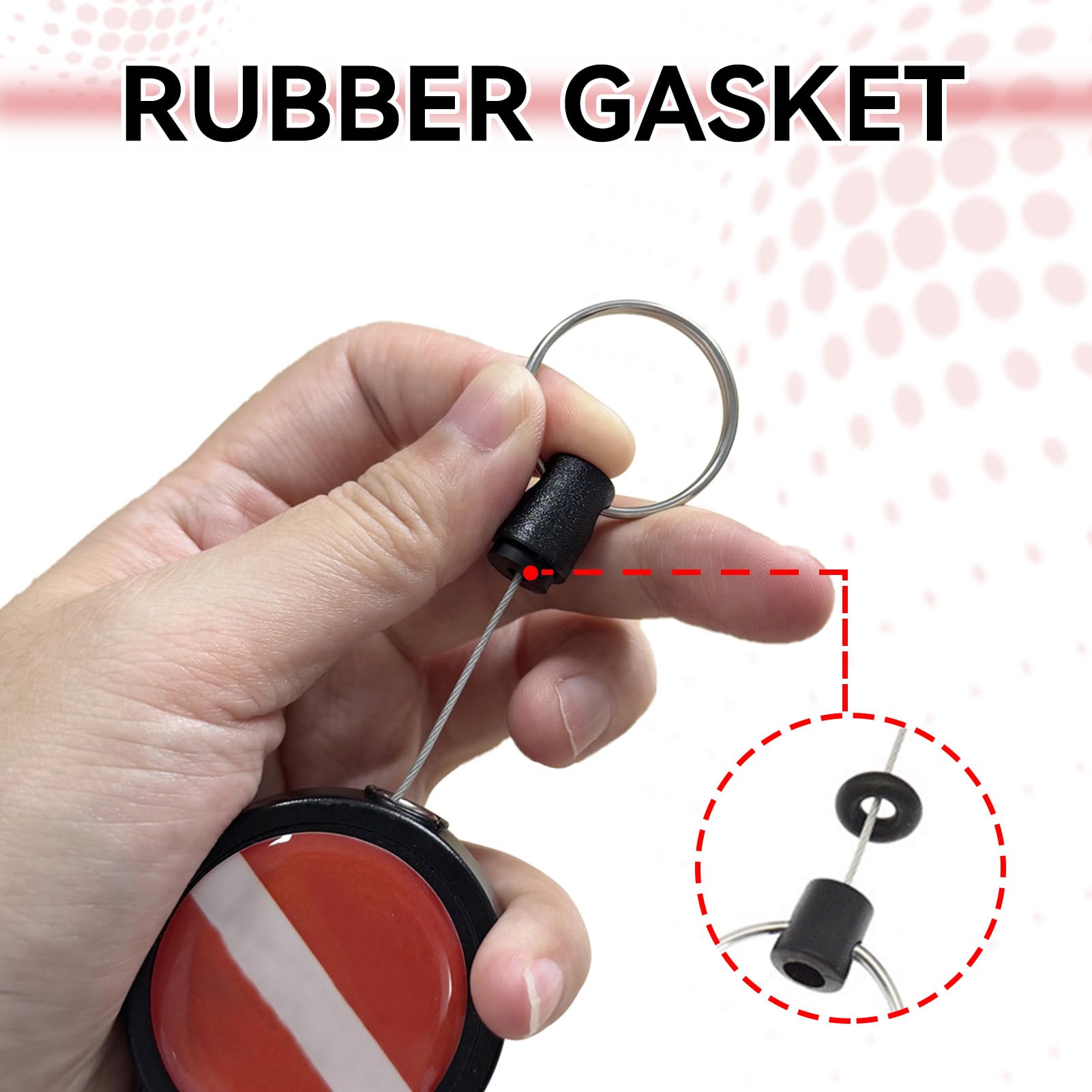 Scuba Retractor Clip, Anti-Lost Diving Edelstahldraht Stretch-Federseil mit Lanyard-Schlüsselring BCD-Zubehör zum Tauchen, Schwimmen