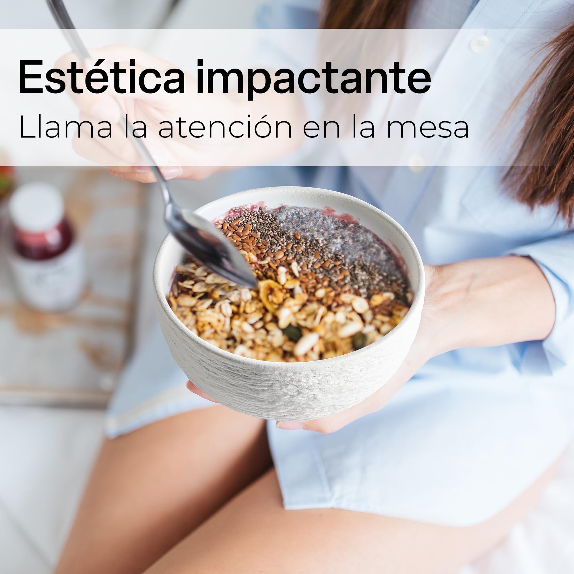 MIAMIO - Vajilla Completa 12 Piezas, Juego de Platos Cerámica, Cuencos, 4x Platos Llanos 28 cm, 4x Platos Postre 23 cm, 4x Boles 750 ml - Apto para Microondas y Lavavajillas - Colección Oasis (Blanco)