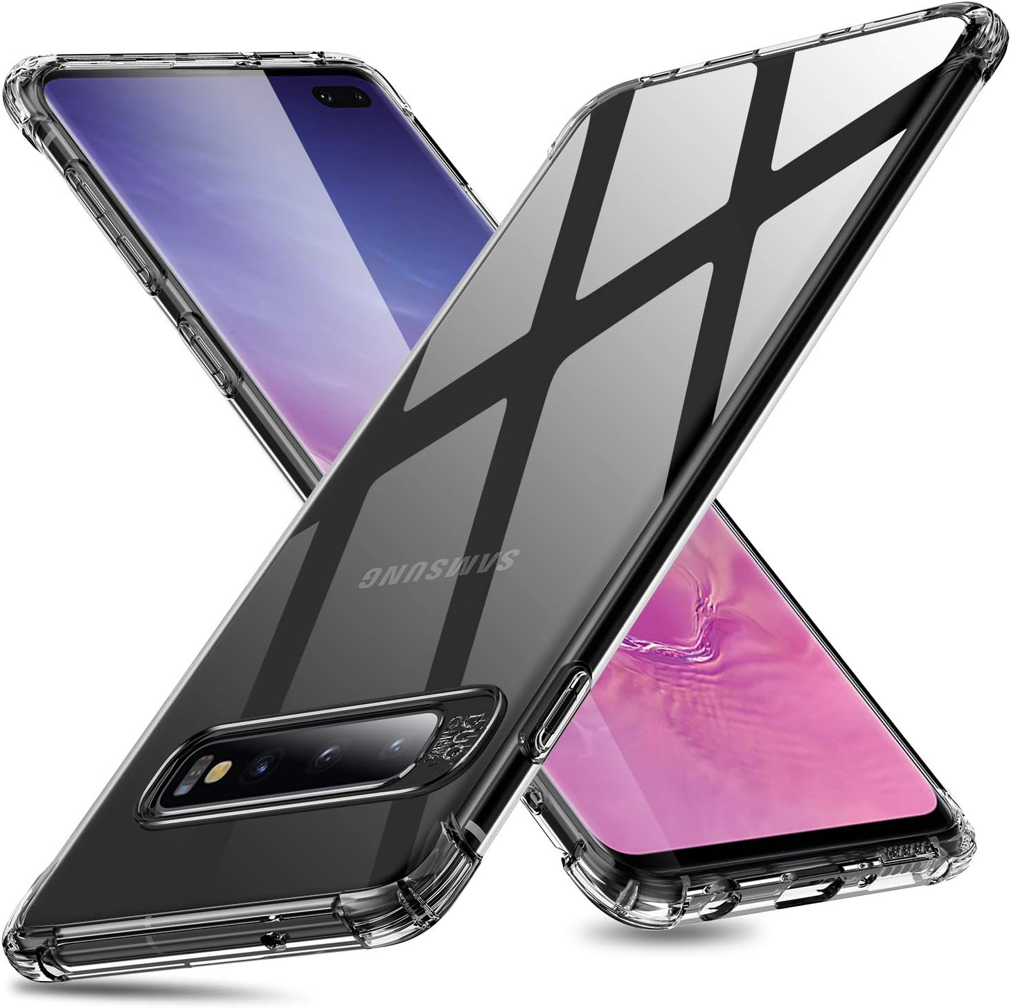 MSVII Phone Case for Samsung Galaxy S10 Plus Case Clear (2019) 6.4 Inch Shockproof Soft TPU Silicone Transparent Back Cover Double Air Bumper Design for Samsung Galaxy S10+ - HD Clear