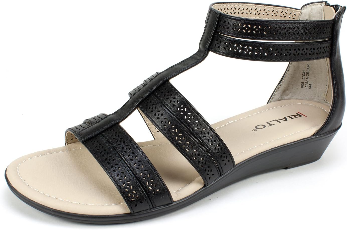 Rialto Greer Womens Wedged Sandals Black 6.5 US / 4.5 UK US