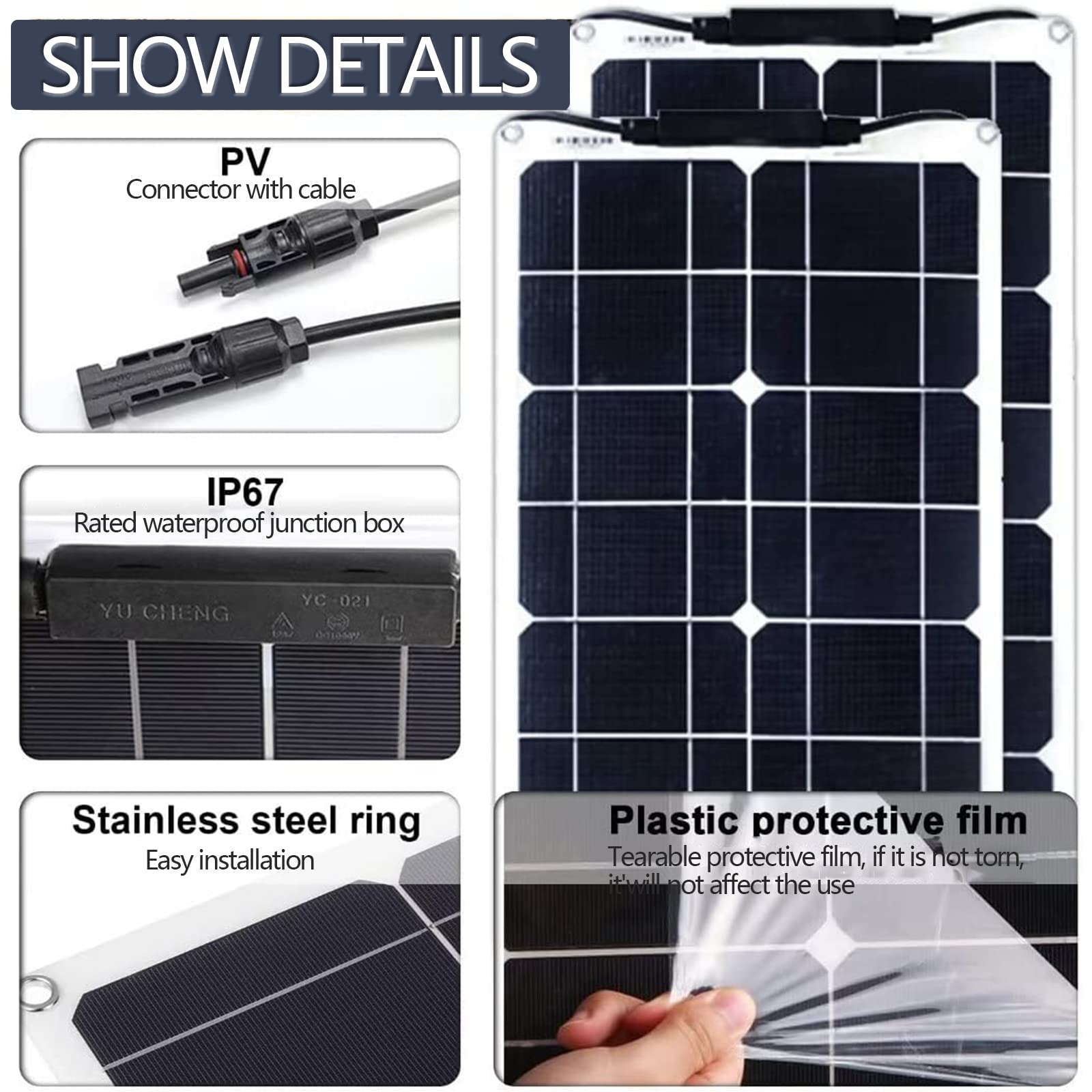 Kit de panel solar flexible de 500 W, paneles monocristalinos ultrafinos con controlador de carga de 40 A para caravanas, caravanas y barcos