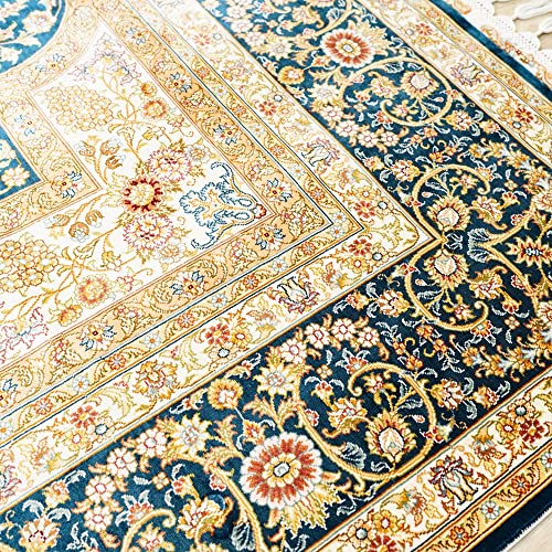Yuchen Rug Silk Rug 5.5X8 Green Handwoven Vintage Antique Medallion Luxury Oriental Silk Area Rug For Living Room #TOP4