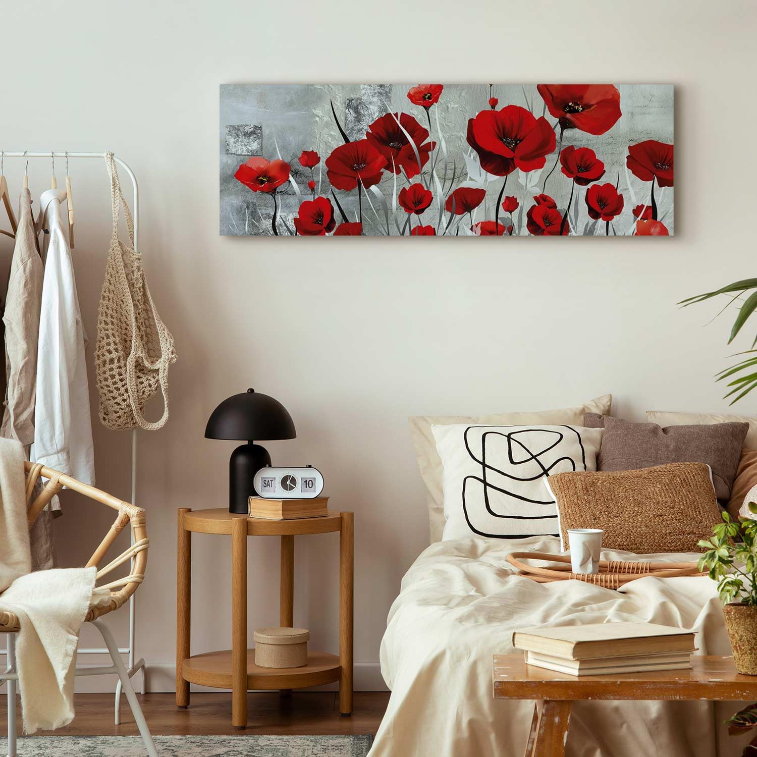 Quadro Su Tela 'Papavero' 90x60 Cm - Stampa Artistica Su Tela Tesa, Decorazione Moderna Per Parete, Pronto Da Appendere