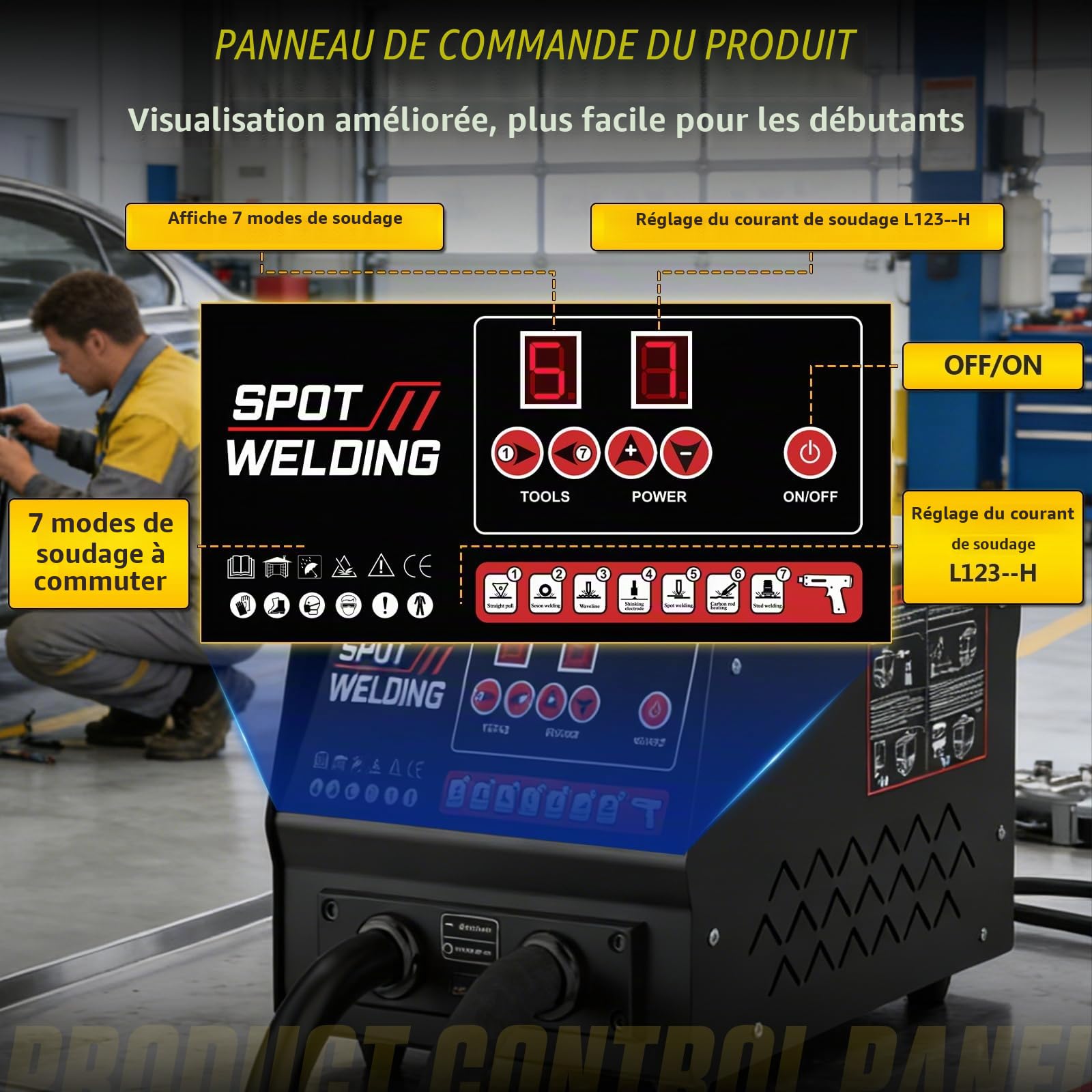 Spotter débosselage carrosserie 3500W 7 modes réparation bosses auto