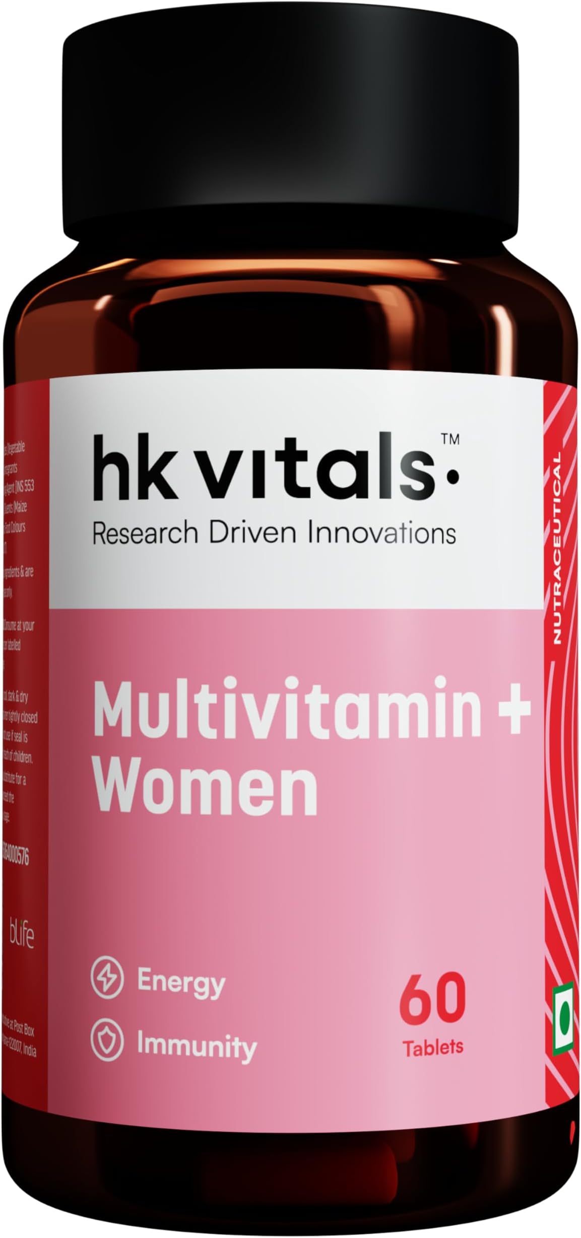 HealthKart hk vitals Multivitamin Plus Women, Advanced Daily Multivitamin for Active Women | for Energy, Joints, Skin & Hair; with Iron, Vitamin C, Veg Collagen, Hyaluronic Acid & Biotin, 60 Tablets