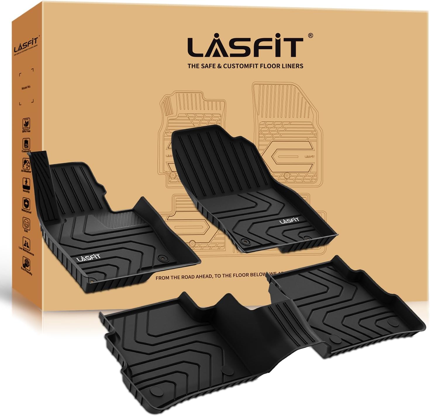LASFIT Floor Mats Fit for Mazda CX5 2025 2024 2023 2022 2021 2020 2019 2018 2017 Custom Fit TPE All Weather Floor Liners 1st & 2nd Row Car Mats for Mazda CX-5, Black