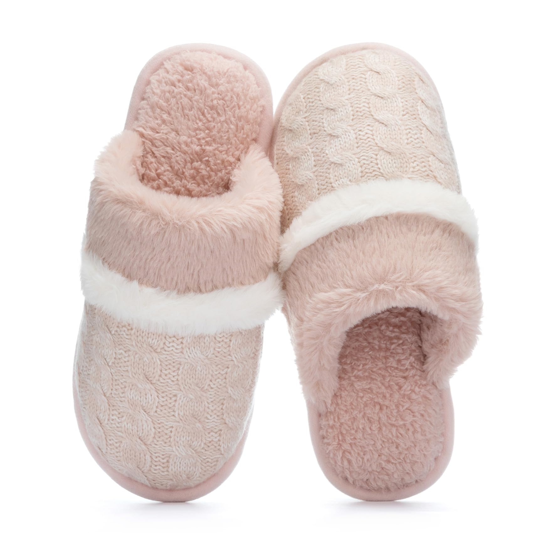 GOEWY Fuzzy Slippers for Women Indoor Outdoor with Memory Foam Cozy Shoes