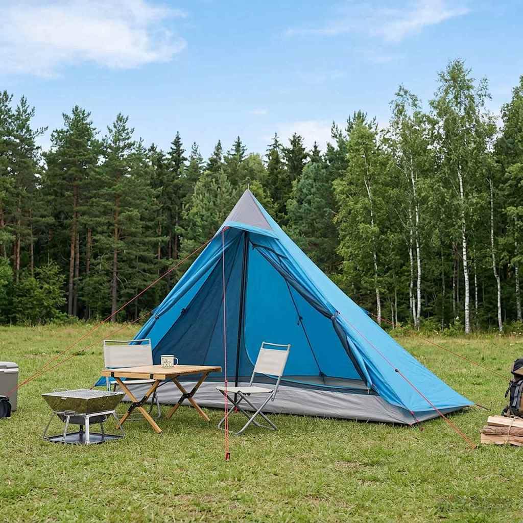 Tienda de trekking azul 222 x 85 x 125 cm de poliéster 185T con revestimiento de poliuretano, tienda de campaña ligera, impermeable y resistente al viento, con mosquitera, ideal para exteriores