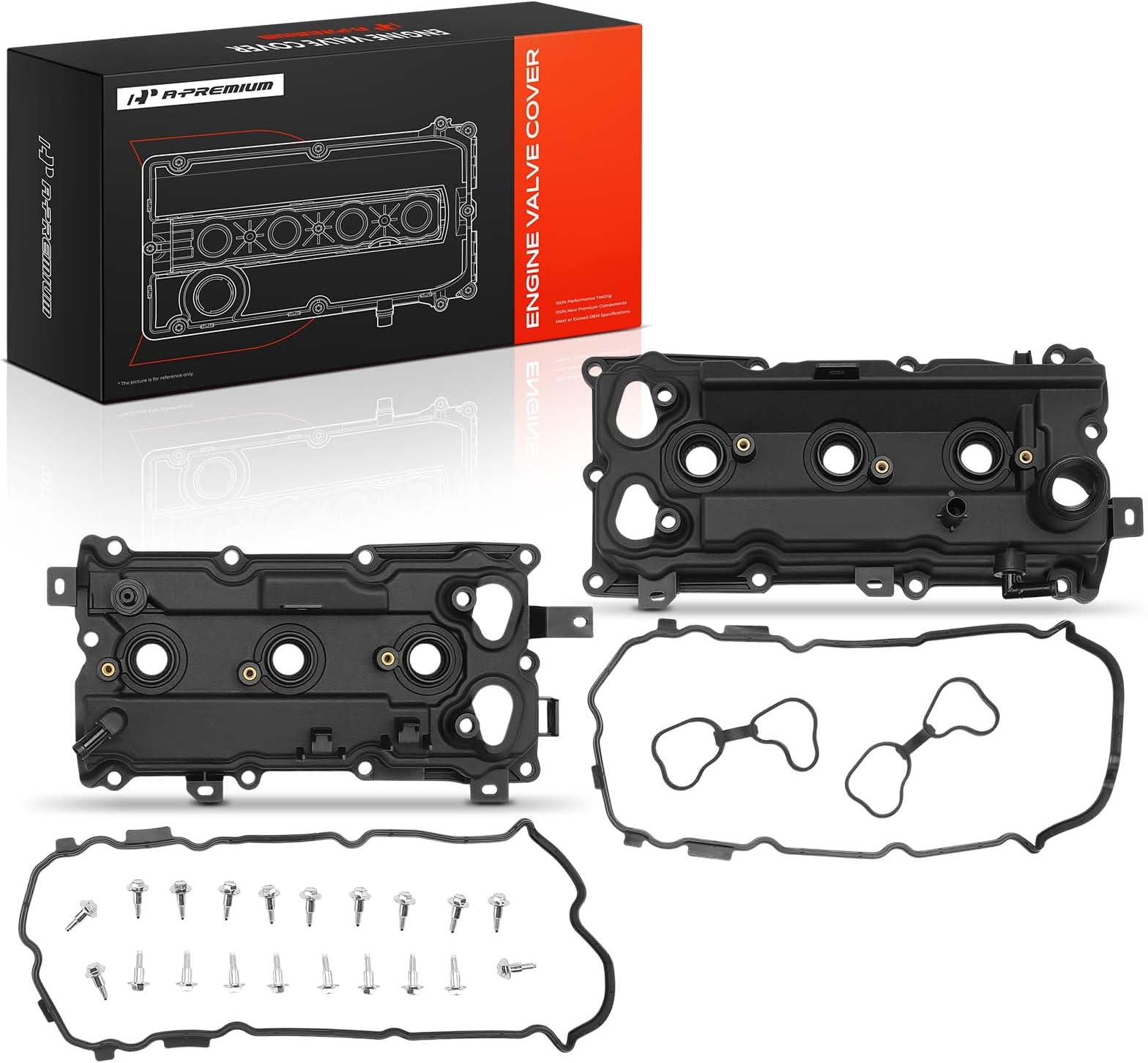 A-Premium Left Right Engine Valve Cover Kit, with Gasket & Bolt, Compatible with Nissan Infiniti - 2008-2018 - 350Z EX35 FX35 G35 M35 Q50 Q70, V6 3.5L Gas VQ35HR, Replace # 13264JK20A 13264JK20B