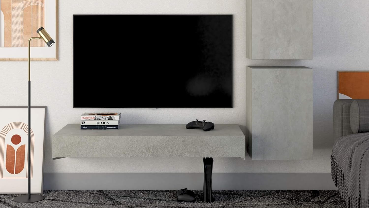 Mobili Fiver, Floating tv Stand Evolution 35.4 x 15.7 in, Rustic Oak, Made in Italy