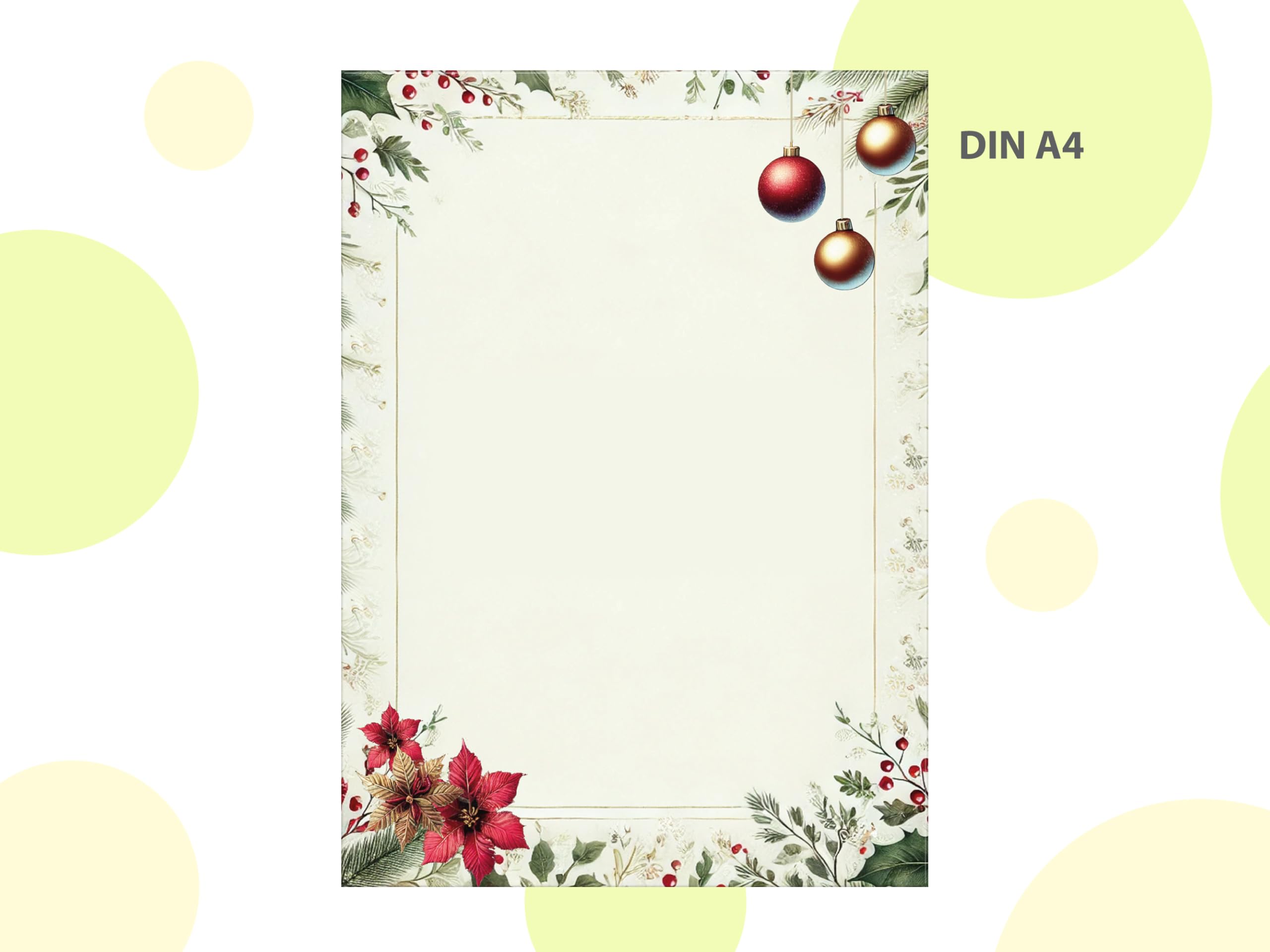 Briefpapier Weihnachten Weihnachtsbriefpapier mit Umschlag Umschlägen mit Fenster Weihnachtspapier A4 für Kunden (250 Blätter + 250 Umschläge)