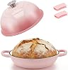 Dutch Oven for Bread Baking, 26cm Enameled Cast Iron Dutch Oven with Lid, 4.7L/5QT Non-Stick Casserole Pot with Silicone Handles, Heavy Duty Bread Baking Pot for Roasting, Braising & Stewing