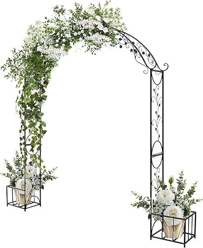 Arco de jardín de metal enrejado para plantas trepadoras arcos de boda al aire libre, negro 67086