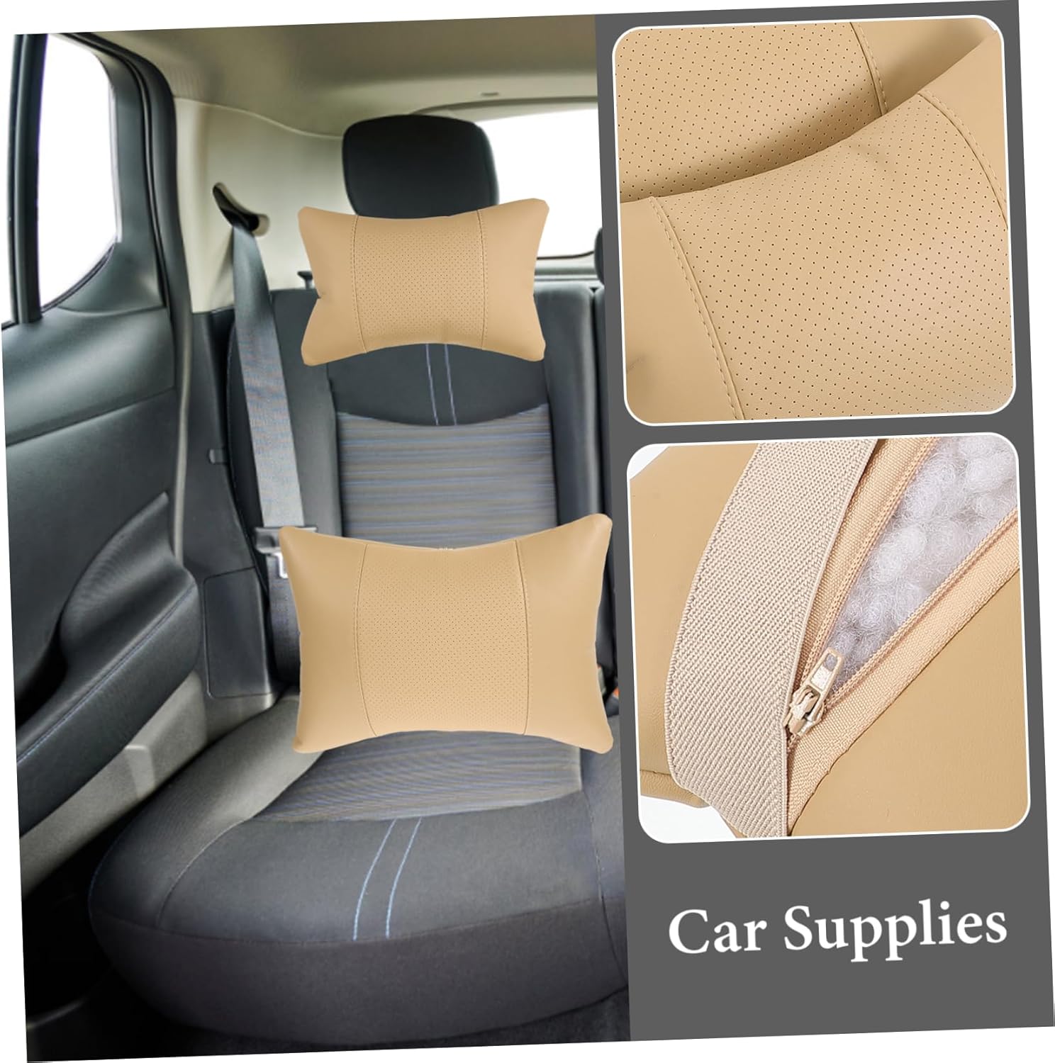 1Set Car Neck Pillow Headrest Cushion Lumbar Support for Comfortable Driving Removable Elastic Material Versatile for Cars