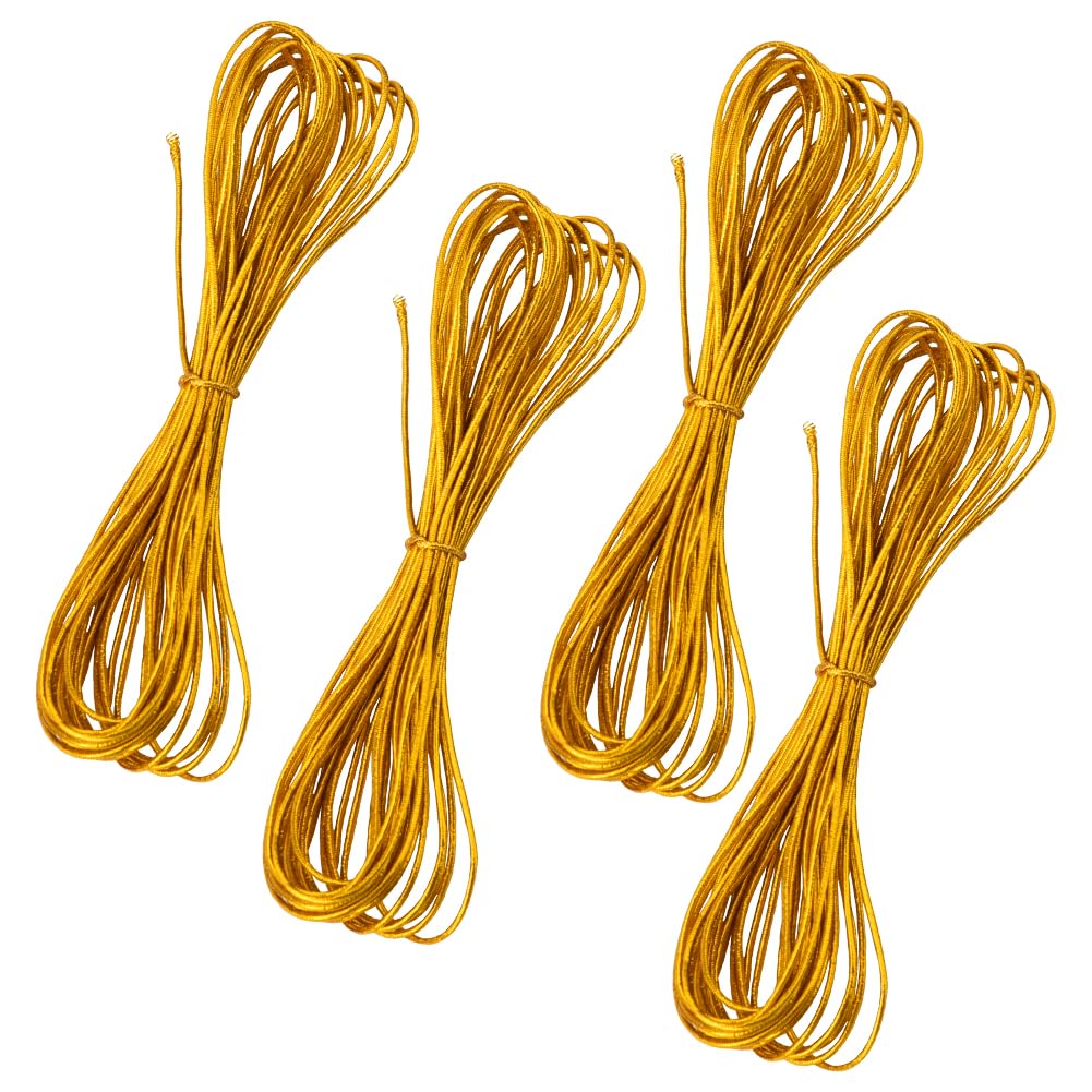 Metallic Tinsel Elastic Cords for Hair Dreadlock Braiding Rope 5M Gold Hair String for Braids Hair Braiding String for Braiding Ornament Hanging Decorating Strings Pack of 4