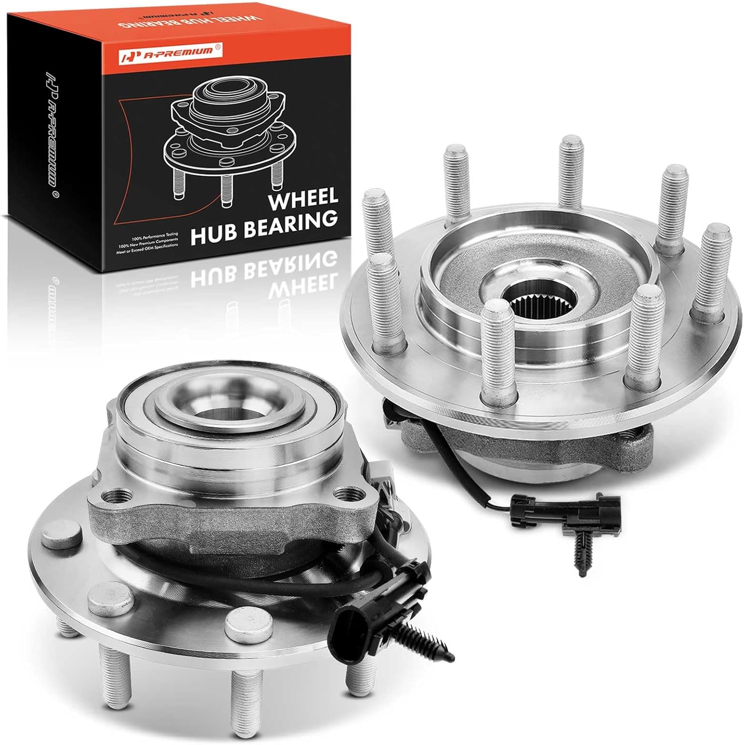 A-Premium 2 x Front Wheel Bearing and Hub Assembly with ABS & 8-Lug Compatible with Chevrolet & GMC - 2001-2007 - Silverado 3500, Silverado 3500 Classic, Sierra 3500 Classic, RWD
