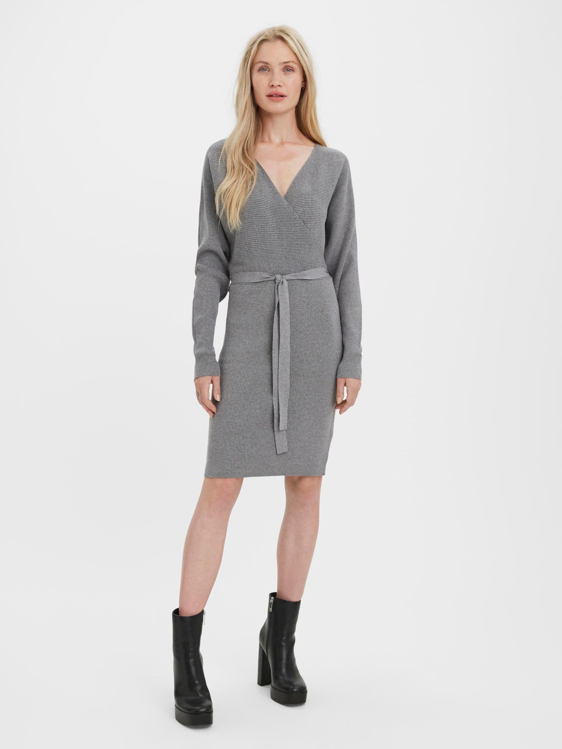Vero Moda Vmhollyrem Ls V-Neck Dress GA Noos Robe Femme