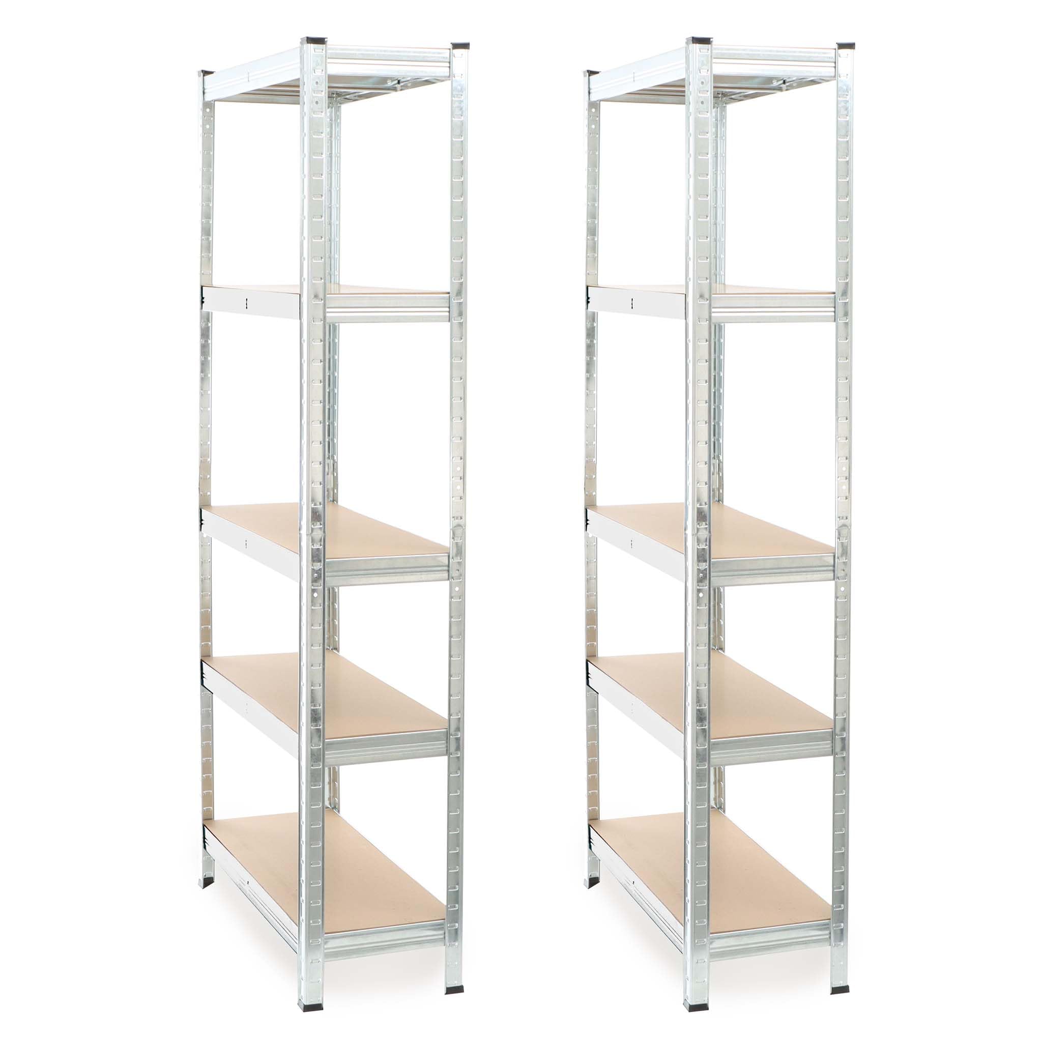 Wiltec 2x Regał magazynowy z ocynkowanej stali 75 x 30 x 174 cm, regał garażowy do 875 kg z montażem bez narzędzi, regał do piwnicy i magazynu