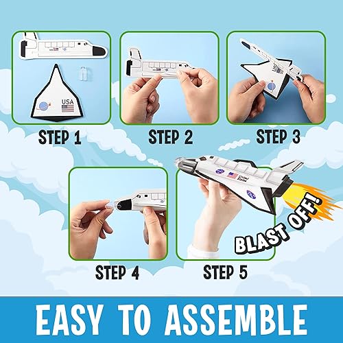 Miniatura 6 de Playbees Planeadores de transbordador espacial  Paquete de 24  Recuerdos de fiesta temática y suministros de cumpleaños  Mini juguetes de barco,